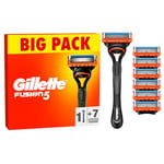 Gillette Fusion5 Men's Razor + 7 Razor Blade Refills with Precision Trimmer, 5 Anti-Friction Razor Blades