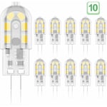 Jusch - G4 2W led Ampoule, 20W Ampoules Halogènes équivalentes, Blanc Chaud 3000K,200Lm,12x SMD,12V ac/dc - Pack de 10 [Classe énergétique a+]