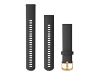 Garmin Quick Release Band - Urrem för smartklocka - 125 - 218 mm - sort, guld hårdvara - för Approach S40 Forerunner 245, 55, 645 Venu vívoactive 3 vívomove 3, HR, Luxe, Style