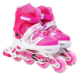 Inline Skates for Kids,Adjustable and Safe Durable Children Roller Skates,Fashionable Outdoor Sport Skates for Young Boys Girls. (Color : Pink, Size : 7UK)