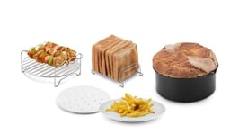 Ufesa Pack 4 Accessoires Air Fryer, A partir de 3,5L, Moule à gâteau, Grille, Brochettes, Grille à toast et Papier Végétal, Sans BPA