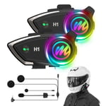 Moman Motorcycle Intercom, H1 2 Pack Helmet Headset Wireless 5.0 Dirt Bike Communication System AI Voice Assistant Noise Cancellation IP67 Waterproof, Motorbike-Intercom-Helmet-Communication-Headset