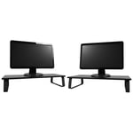 2x Single Monitor Riser Stands - 2 Computer Screen Desk Two Work Spaces Shelf