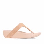 Fitflop Womenss Fit Flop Lottie Glitzy Toe Thong Sandals in Rose Gold material_textile - Size UK 8