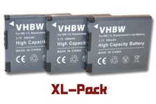 vhbw 3x Li-Ion batterie 500mAh (3.7V) pour appareil photo DSLR Canon Ixus 185, 190 remplace NB-11L