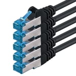 5x 2,0 M - Câble Réseau Cat-6a Câble Ethernet Lan Patch Connecteur Rj-45 Sftp 10gb/S - Pack De 5 Noir