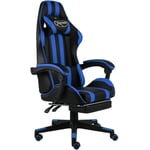 Fauteuil de jeux vidéo avec repose-pied Noir et bleu Similicuir vidaXL