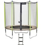 Trampoline de jardin 244 cm + filet de sécurité + échelle JUMPI Taupe/Vert 250