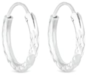 Simply Silver Sterling Mini Diamond Cut Hoop Earrings female