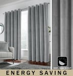 Grey Velvet 100% Blackout Pair of Curtains Eyelet Top - 90 x 90 inch (229x229cm)