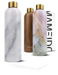 MAMEIDO Gourde Isotherme 1l, 750ml & 500ml - Bouteille Isotherme inox, étanche, sans BPA, conserve le froid à 24h, la chaleur 12h (White Marble Gold, 750ml)