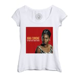 T-Shirt Femme Col Echancré Nina Simone My Baby Just Cares For Me Jazz Album Musique Rétro Poster