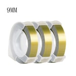 Yance-Etiqueteuse manuelle noire pour MOalerE101,bricolage,imprimante d'étiquettes avec ruban adhésif de 9mm pour étiqueteuse à gaufrer Dymo - Type 3pcs gold tapes