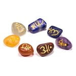 Chakra Engraved Sanskrit Tumbled Stones Set Of 7 -- 2.5 Cm