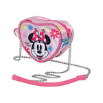 Disney Minnie Mouse Floral-Sac à Bandoulière Mini Coeur, Rose