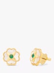 kate spade new york Mother of Pearl & Cubic Zirconia Flower Stud Earrings, Gold/Emerald