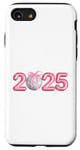 Coque pour iPhone SE (2020) / 7 / 8 Boule disco Happy New Year 2025 avec nœud rose assorti