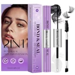 Lash Bond and Seal, Cluster Lashes Glue Bond and Seal 2 IN 1 for Cluster Eyelash Extensions Black Lash Bond Waterproof Mascara Wand Strong Hold 48-72 Hours Eyelash Cluster Glue