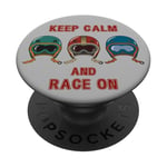 Casque rétro vintage, Go Kart Car Racing, Keep Calm & Race On PopSockets PopGrip Adhésif