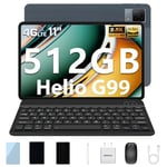 DOOGEE T40 Tablet with Keyboard, 11 Inch Tablet with Pen, 20GB+512GB/2TB TF, Helio G99 Octa-core, Android 14 Tablet with Sim Card Slots, 8580mAh, 16MP/3.5mm Jack/Hi-Res/5G WiFi/Quad Speakers, Gray