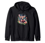 Cute Cottagecore Valentines Monkey Graphic Girls Women Zip Hoodie