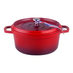 Kamberg - 0008186 - Cocotte Ø 16 cm Ronde Rouge Flammée - Fonte d'aluminium - Revêtement pierre - Tous feux dont induction - Sans PFOA