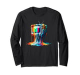 Dripping Paint Vintage Television TV Retro 70s 80s Long Sleeve T-Shirt