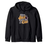 Cat love Fun I was sad, then I got a cat Zip Hoodie