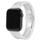 Strap-it Bracelet acier céramique - compatible pour Apple Watch (blanc/argent) - 42 - 44 - 45 - 49mm