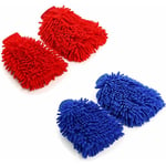 4 Pcs Gants De Lavage De Voiture,Microfibre De Chenille Lavage De Voiture Gants Nettoyage Gants De Lavage De Voiture Imperméables En Microfibre Sans