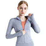 BenBoy Veste de Sport Femme Respirante Veste de Course à Manches Longues Course Running Léger avec fermeture éclair Haut de fitness avec trous pour les pouces Yoga Randonnée SYMTWT03-Blue-S