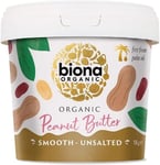 Biona Organic Smooth Peanut Butter 1KG - Unsalted & Palm Oil Free - Made with F