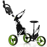 Foldable 3 Wheels Golf Push Pull Cart 4 Height Positions Golf Push Trolley