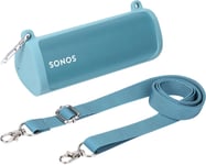 Étui en Silicone Compatible avec l'enceinte Bluetooth Portable étanche Sonos Roam 2 / Sonos Roam/Sonos Roam SL, avec bandoulière et Mousqueton, Bleu, étui Uniquement