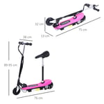Kids Foldable Electric Powered Scooter Metal Pink 76L x 38W x 86-96Hcm