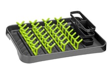 Premier Housewares Dish Drainer Grey Lime Green Dish Drainer Rack Dish Rack Cutlery Drainer Sink Drainer Draining Board Kitchen Rack