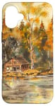 iPhone 16 Plus House By The Lake Peaceful Earth Brown Tones Yellow Dreams Case