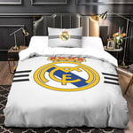 Real Madrid Ultra Soft Påslakan Set D Sängkläder Känd Fotbollslag Tryckt Mikrofiber Täcke Överdrag Delar med Dragkedja Stängning 135*200 CM Single135x200cm