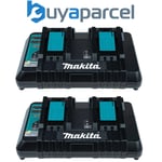 2x Makita DC18RD LXT Lithium Ion 240v 18v Dual Port Fast Battery Charger