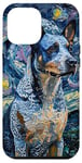 Coque pour iPhone 12 Pro Max Blue Heeler Starry Night Australian Battle Dog Art