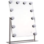 Miroir de maquillage Hollywood avec lumières Vanité miroir led avec 12 lumières et 3 couleurs blanc, Smart Touch Control, cadre en aluminium,