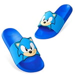 SONIC THE HEDGEHOG Boys Sliders Sizes 10-2 Kids Anti Slip Holiday Travel Official Merchandise Gifts for Boys (Blue, 11 UK)