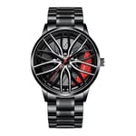 Herr Lyxklockor Sportbil Klockor 3D Sport Rim Hub Wheel Armbandsur Bil Quartz Herrklockor Creative Relogio Masculino red