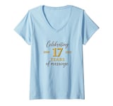 Womens Funny 17 Years of Marriage 2008 17th Wedding Anniversary V-Neck T-Shirt