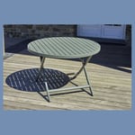 Table de jardin ronde pliante - 4/6 places - Aluminium - Kaki - MARIUS  