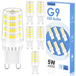 Cnkeeo Ampoule LED G9, LED G9 5W Équivalent 50W Lampe Halogène, Blanc Froid 6000K 500LM Protection des Yeux Lumineux, non Dimmable, Convient pour la Décoration d'Éclairage Domestique, etc, 6PCs