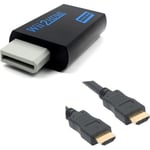 Adaptateur HDMI full HD pour Nintendo Wii - Wii U - Noir + câble HDMI 1,5 m