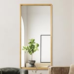 MirrorOutlet The Naturalis - Solid Oak Rounded Corner Modern Full Length Leaner Wall Mirror 67" X 33" (170CM X 85CM) 48m deep frame Premium Mirror Glass with Black Backing. Scandinavian Inspired!…