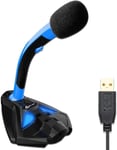 Voice Microphone À Pied Usb Pour Ordinateur - Micro De Bureau Professionnel - Microphone De Gamer Pc Ps4 - Nouvelle Version 2022 - Bleu