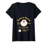 Womens Camino de Santiago Anno Domini 2025 Scallop Shell V-Neck T-Shirt